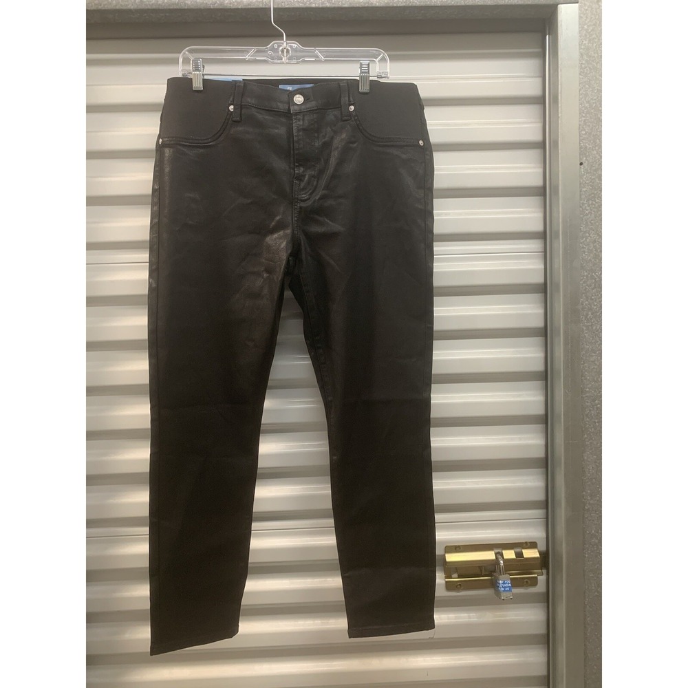 NWT 7 For All Mankind Womens Coated Maternal Ankle Skinny Jeans Black Size 32